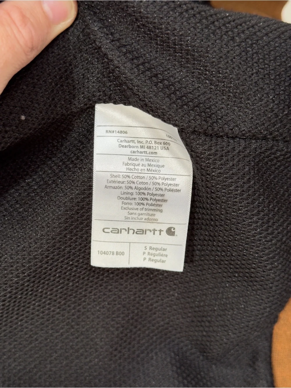 Carhartt Rain Defender Thermal Men's Brown Hooded Zip-Up Sweatshirt Jacket